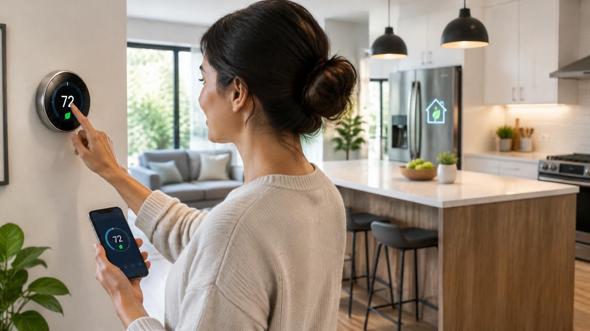 smart thermostat on wall
