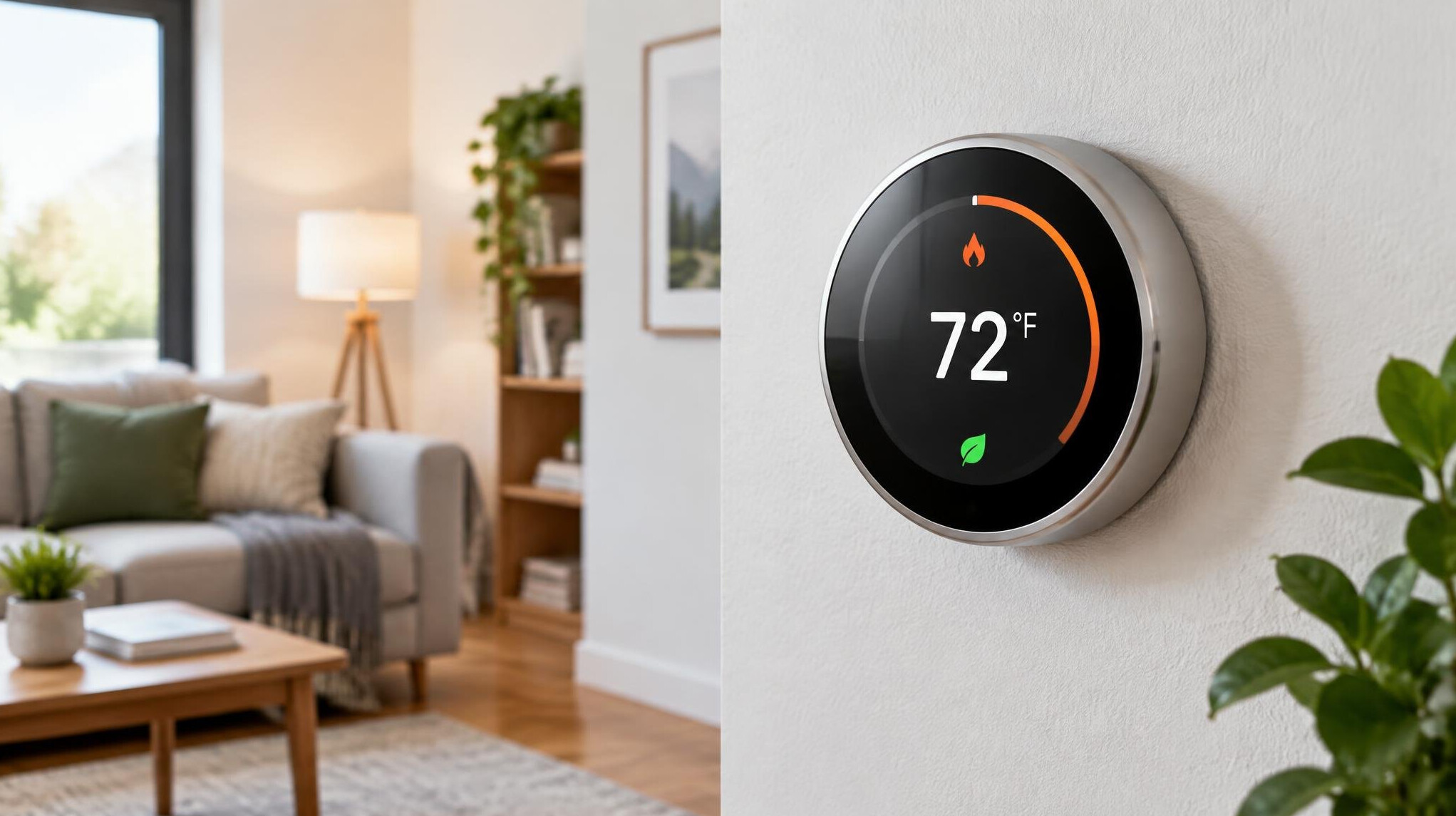 smart thermostat on wall