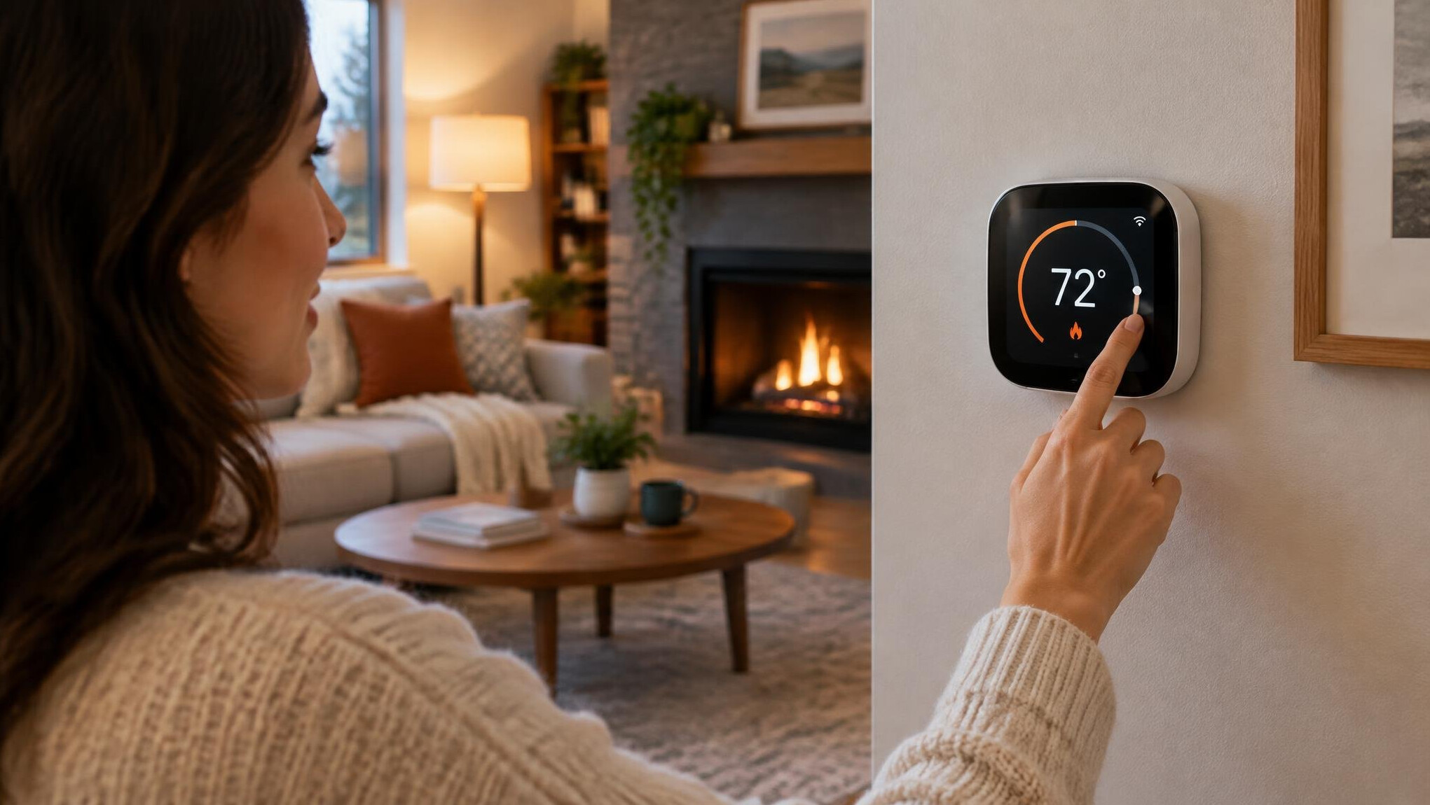 smart thermostat on wall